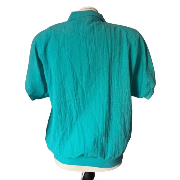 Vintage Cape Cod Petites Track Shirt Sz 14 (Large) Retro Collared 80's Blouse - Picture 2 of 11